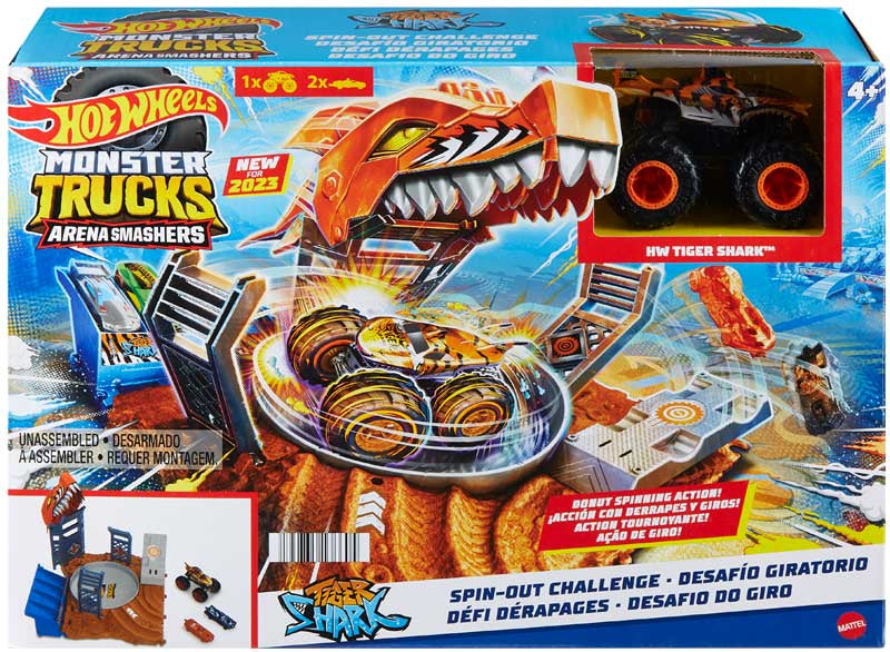 HOT WHEELS MONSTER TRUCKS TIGER SHARK SPIN OUT