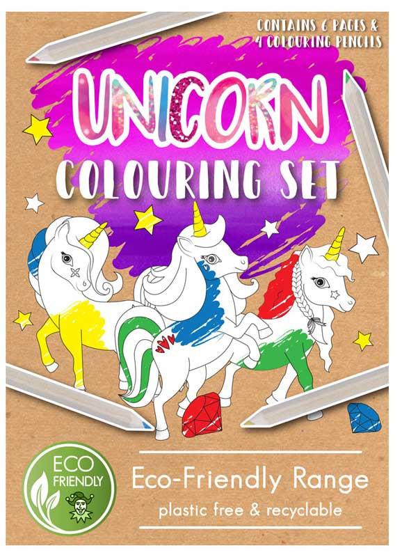 COLOURING SET ECO-FRIENDLY UNICORN A6 14 X 10 CM