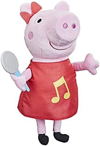 Peppa Pig Singing Peppa Soft Toy With Red Glitter Dress And Bow