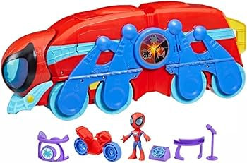 Marvel Spidey and His Amazing Friends Spider Crawl-R 2-in-1 Deluxe Headquarters Playset, Preschool Toy for Age 3 and Up