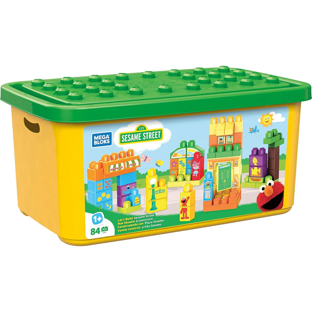 MEGA Bloks GDB51 Let's Build Sesame Street Buildable Playset In Large Storage Box