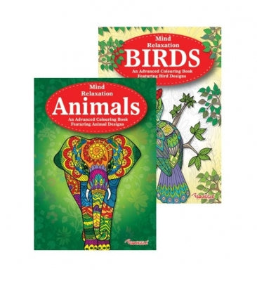 ANIMALS AND BIRDS ADVANCED COLOURING BOOK 1 & 2